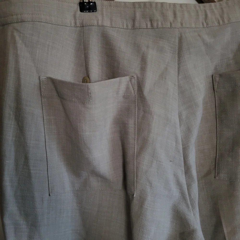 Bachrach Wool Blend Trouser Lightweight Drawstring Cream Mens 36 X 33.5
